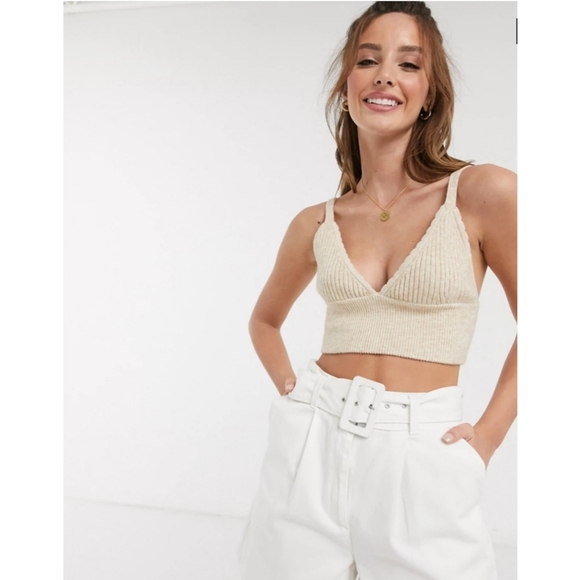ASOS Tops - ASOS DESIGN knitted rib bralette w/ crochet detail